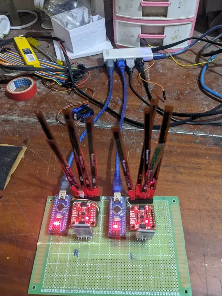 Flex-sensor channels connected for early data-glove electronics work.