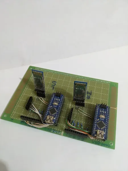A circuit assembly from the earlier wearable-sensing prototype.