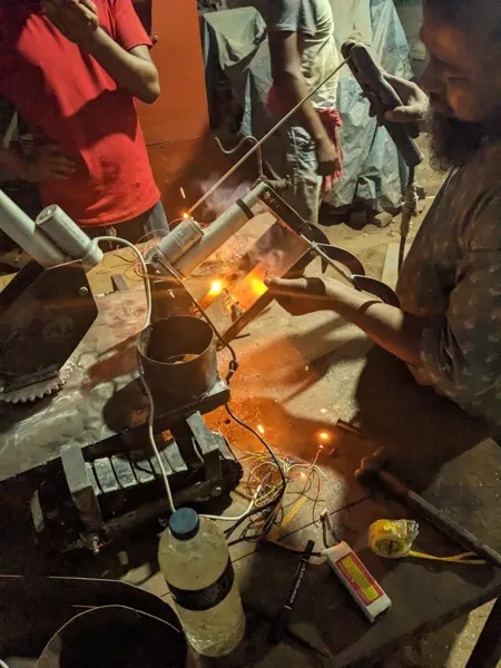 Workshop fabrication during robot development.