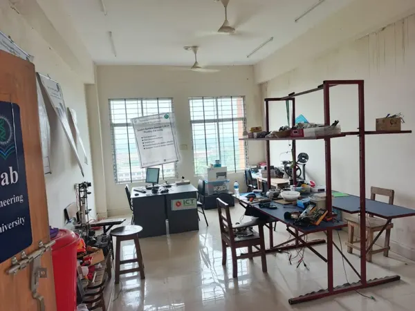The shared laboratory workspace at a later stage.