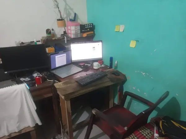 An earlier room-based electronics workspace.