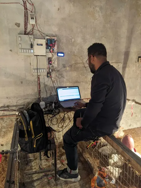 On-site work with the poultry-shed control system.